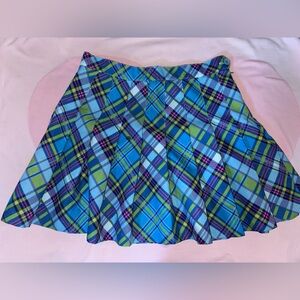 American Apparel Plaid Pleated Circle Skirt y2k rare colourway neon size L